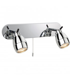 Marine 2 Light Spotlights Bar Switched Bathroom Ceiling Light Chrome IP44