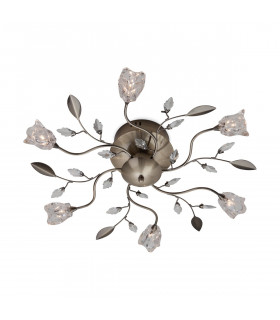 Cindy 6 Light Flush Multi Arm Ceiling Light Antique Brass