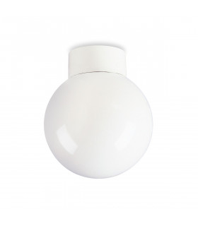 Opal 1 Light Glass Sphere Flush Globe Ceiling Light - 100W White