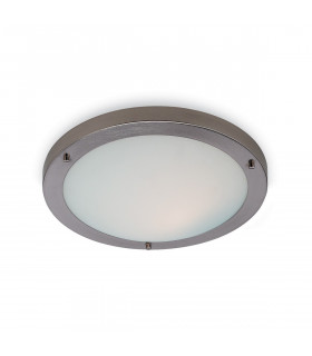 Rondo 1 Light Flush Ceiling Light Brushed Steel