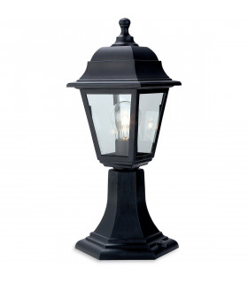 Oslo 1 Light Pedstal Lantern - Pillar Black Resin IP44