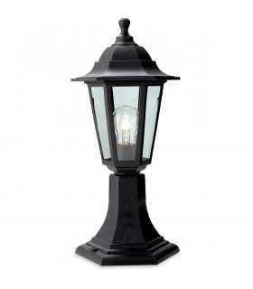 Malmo 1 Light Pedstal Lantern - Pillar Black Resin IP44