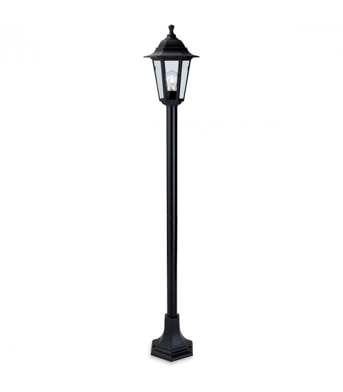 Malmo 1 Light Post Lantern Black Resin IP44