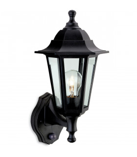 Malmo 1 Light Outdoor Wall Lantern - Uplight With Pir Black Resin IP44