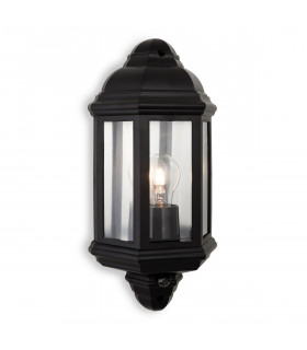 Park 1 Light Outdoor Wall Lantern With Pir Black Polycarbonate IP44