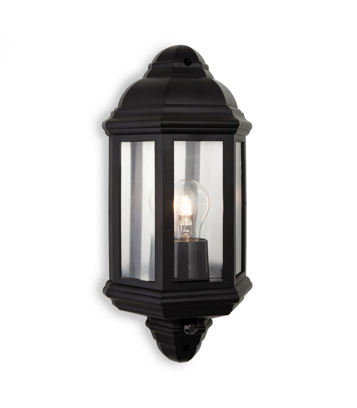 Park 1 Light Outdoor Wall Lantern With Pir Black Polycarbonate IP44
