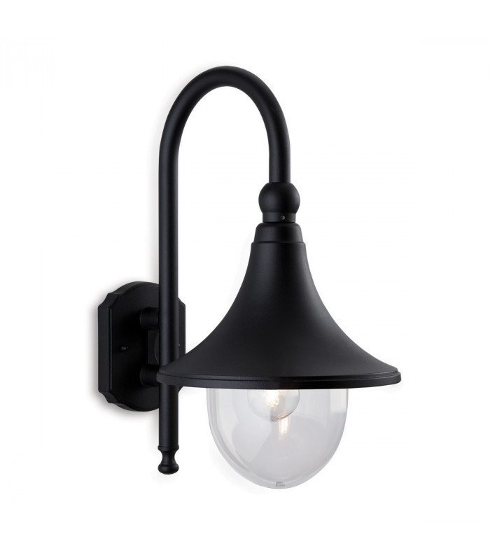 Station 1 Light Outdoor Wall Lantern - Downlight Black IP43