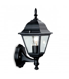 1 Light Outdoor 4 Panel Lantern - Uplight Black IP43