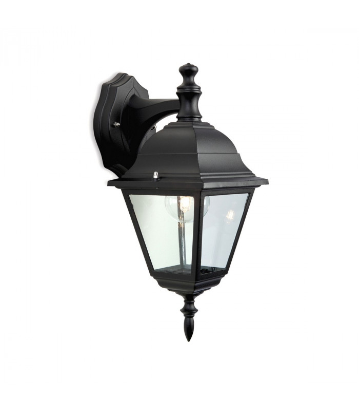 1 Light Outdoor 4 Panel Lantern - Downlight Black IP43
