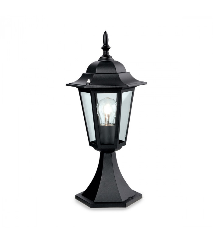 1 Light 6 Panel Lantern - Pillar Black IP43