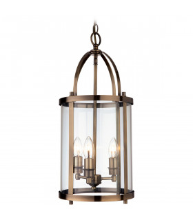 Imperial 3 Light Round Ceiling Pendant Lantern Antique Brass