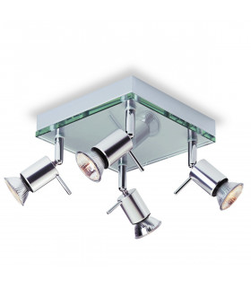 Aqua 4 Light Square Flush Light Aluminium