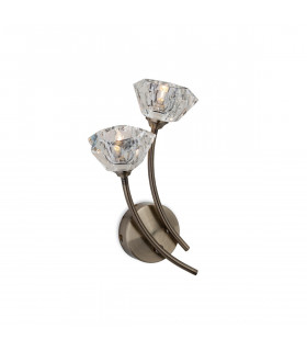 Clara 2 Light Indoor Wall Light Antique Brass