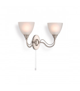 Santana Switched 2 Light Indoor Wall Light Satin Steel