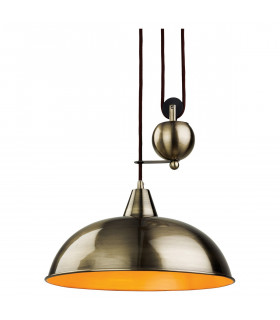 Century 1 Light Rise & Fall Dome Ceiling Pendant Antique Brass-2