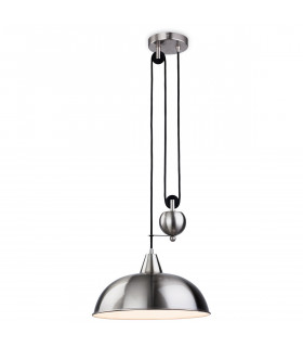 Century 1 Light Rise & Fall Dome Ceiling Pendant Brushed Steel