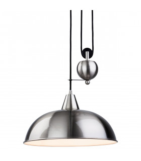 Century 1 Light Rise & Fall Dome Ceiling Pendant Brushed Steel-2