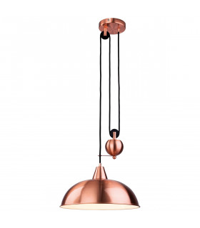 Century 1 Light Rise & Fall Dome Ceiling Pendant Brushed Copper