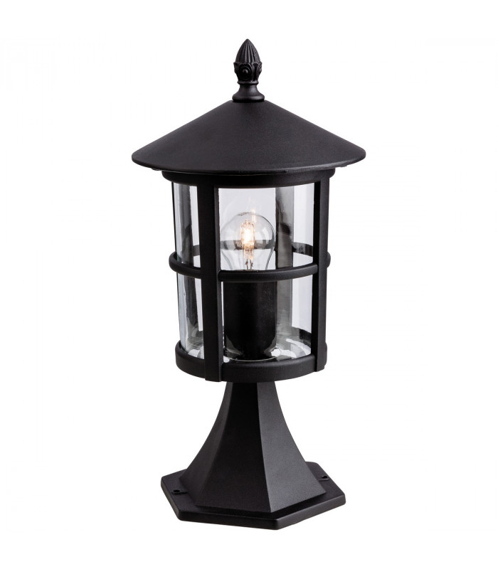 Stratford 1 Light Outdoor Lantern Pillar Black IP44