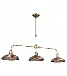 Lounge 3 Light Ceiling Pendant Bar Antique Brass