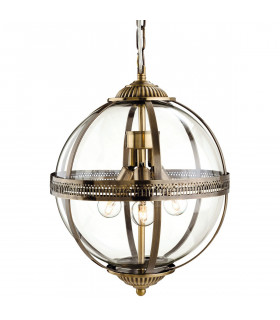 Mayfair 3 Light Spherical Ceiling Pendant Antique Brass