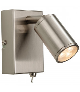 Orion LED 3 Light Indoor Wall Spotlight (Switched) Brushed Steel