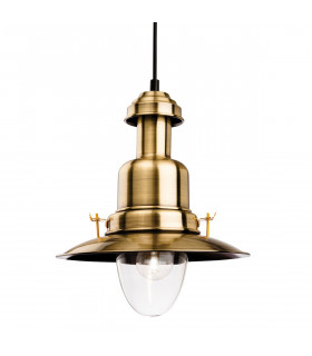 Classic 1 Light Dome Ceiling Pendant Antique Brass
