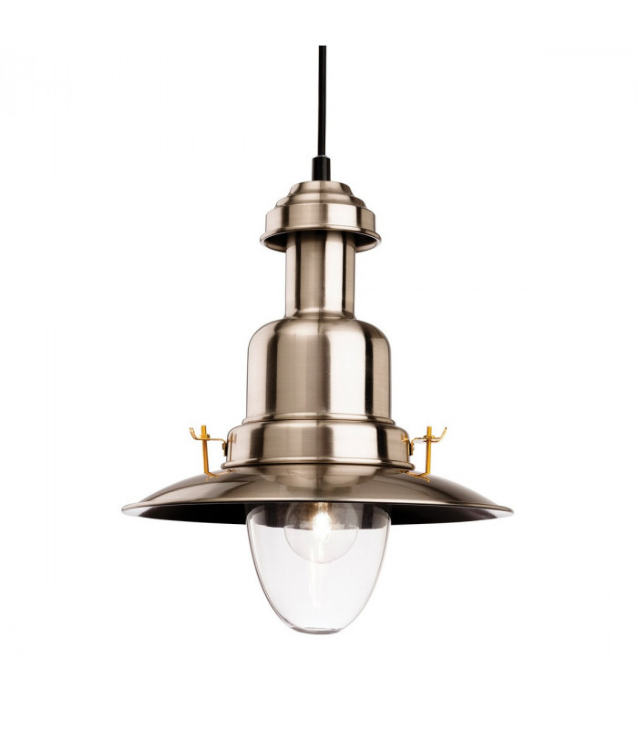Classic 1 Light Dome Ceiling Pendant Brushed Steel