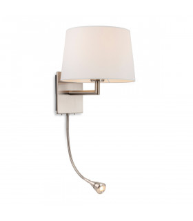 Grand 1 Light Indoor Wall Light with Reading Lamp Brushed Steel