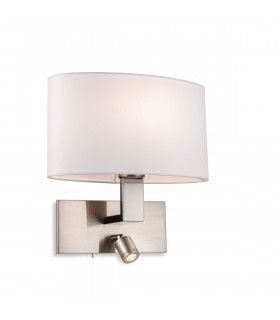 Webster 1 Light Indoor Wall Light with Reading Lamp Brushed Steel