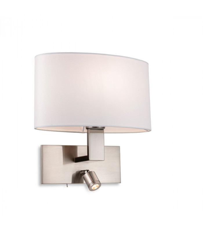 Webster 1 Light Indoor Wall Light with Reading Lamp Brushed Steel