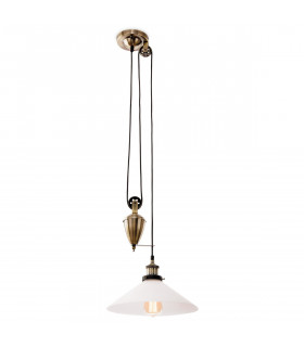 Empire 1 Light Rise & Fall Dome Ceiling Pendant Antique Brass