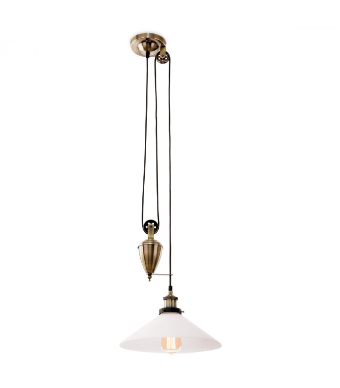 Empire 1 Light Rise & Fall Dome Ceiling Pendant Antique Brass