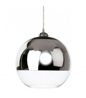 Club 1 Light Globe Ceiling Pendant Chrome and Clear Glass