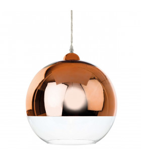 Club 1 Light Globe Ceiling Pendant Copper and Clear Glass