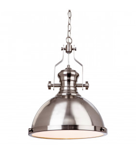 Albion 1 Light Dome Ceiling Pendant Brushed Steel