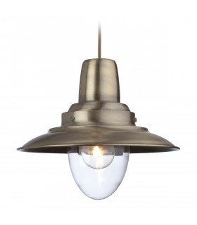 Fisherman 1 Light Dome Ceiling Pendant Antique Brass