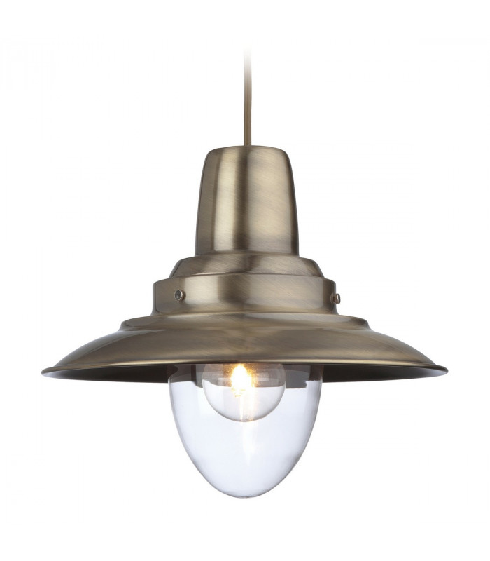 Fisherman 1 Light Dome Ceiling Pendant Antique Brass