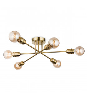 Trident 6 Light Multi Arm Semi Flush Light Brushed Brass