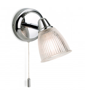 Echo 1 Light Bathroom Wall Light Chrome with Clear Ribbed Glass IP44