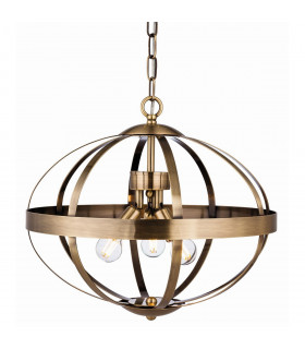 Healey 3 Light Cage Ceiling Pendant Antique Brass