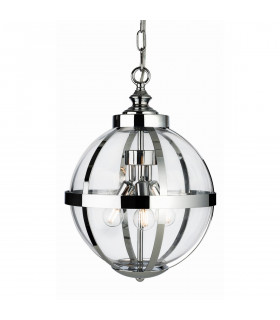 Monroe 3 Light Cage Ceiling Pendant Chrome with Clear Glass
