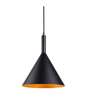 Everest 1 Light Dome Ceiling Pendant Black with Gold Inside