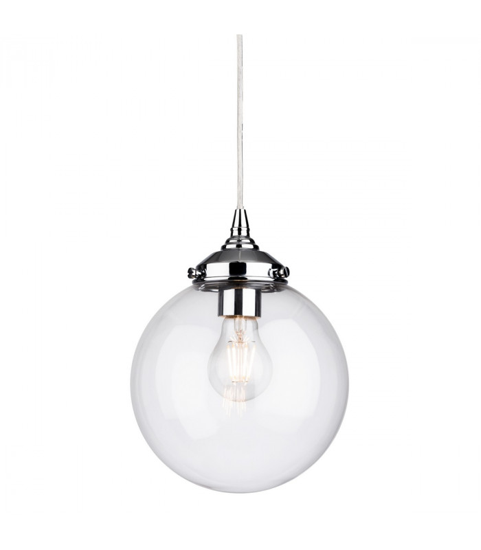 Seville 1 Light Globe Ceiling Pendant Chrome with Clear Glass