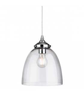Seville 1 Light Dome Ceiling Pendant Chrome with Clear Glass
