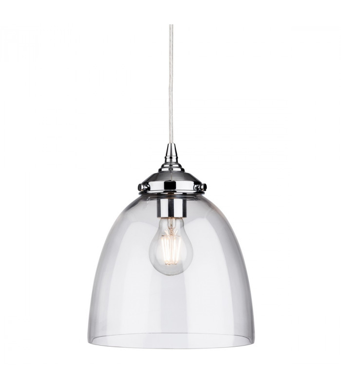 Seville 1 Light Dome Ceiling Pendant Chrome with Clear Glass