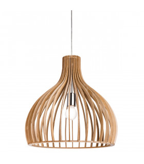 Cadiz 1 Light Cage Ceiling Pendant Natural Wood