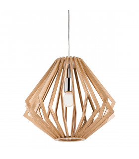 Cadiz 1 Light Cage Ceiling Pendant Natural Wood