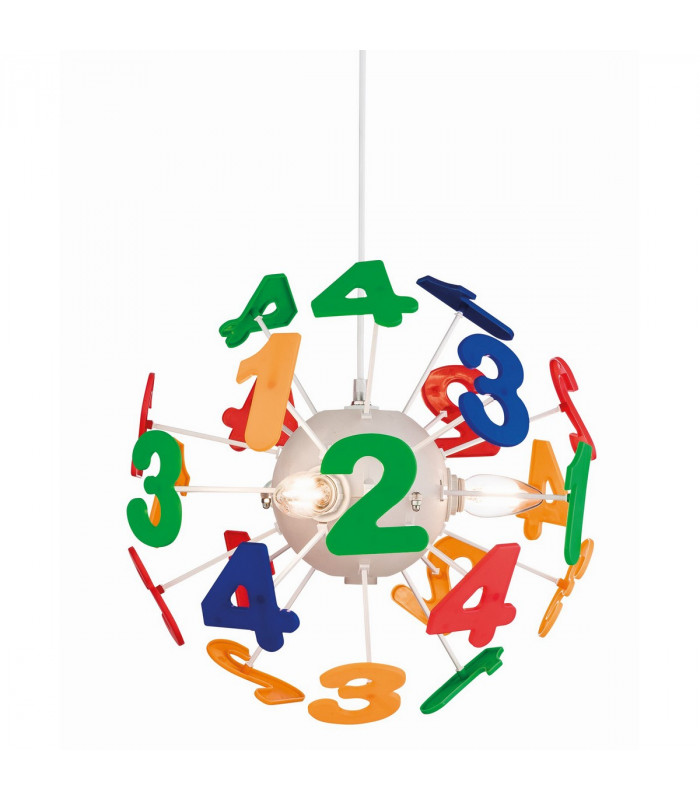 Numbers 4 Light Children Ceiling Pendant Multicolour