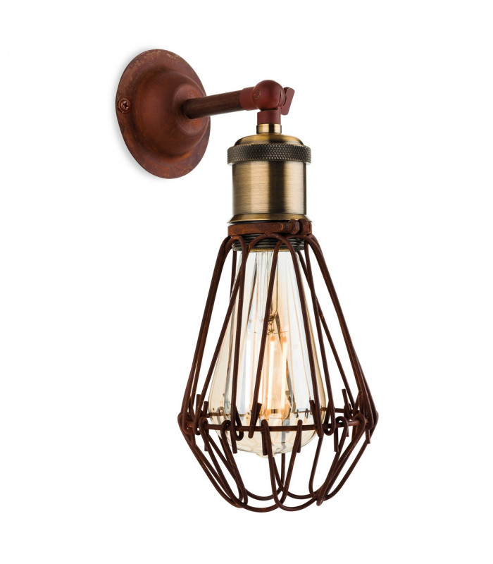 Arcade 1 Light Wall Cage Light Rustic Brown